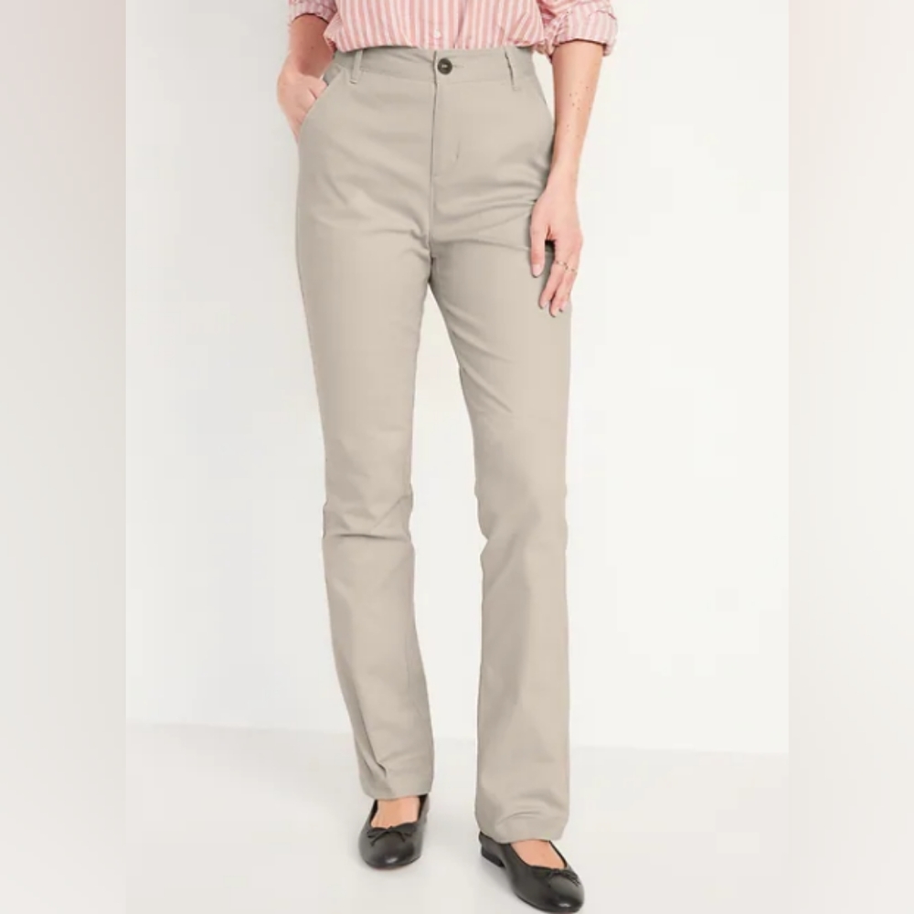Old Navy High-Waisted Wow Stretch Boot-Cut Pants Women size 10 Rolled Oats khaki